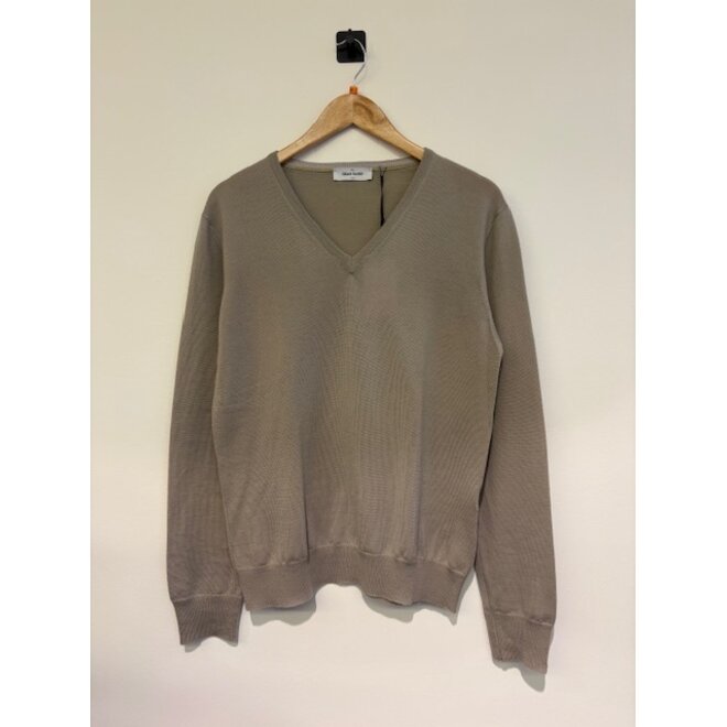 Pull col V Extrafine Merinos greige - Gran Sasso