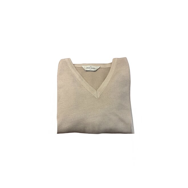 Pull col V beige Vintage - Gran Sasso