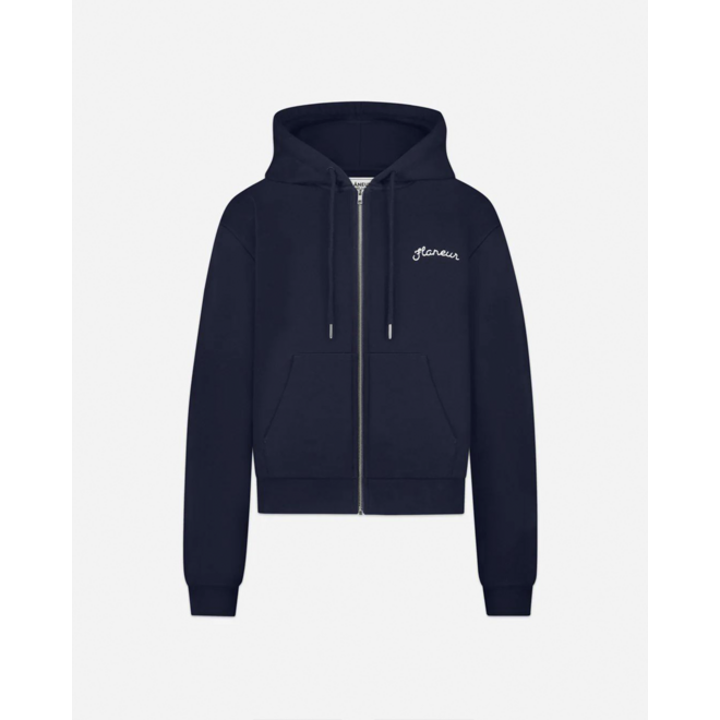 Signature Zip-Up Hoodie Navy Flâneur