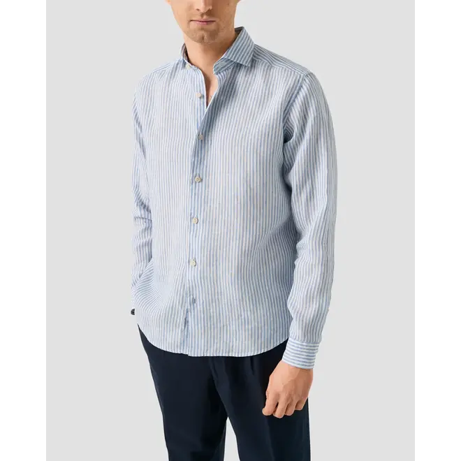 Chemise bleue lignes claires