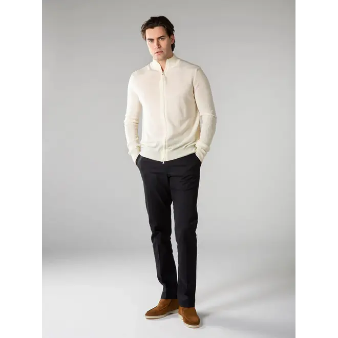 Gilet Zip Extrafine Ivory Aurélien