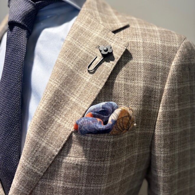 Blazer brun à carreaux Wool & Cashmere 152BE LARDINI