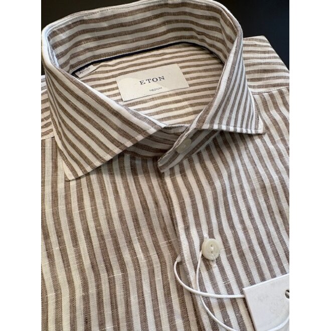 Chemise en lin brune lignes foncées