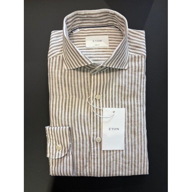 Chemise en lin brune lignes foncées
