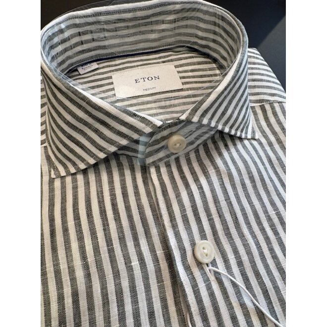 Chemise en lin verte lignes foncées