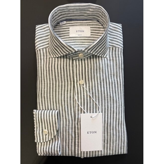 Chemise en lin verte lignes foncées