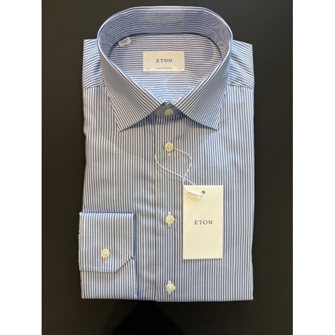 Chemise Striped Fine Mid Blue Eton