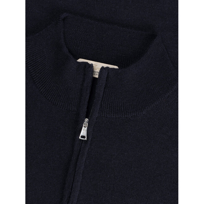 Sweater Extrafine Merino Zipper Navy Aurélien