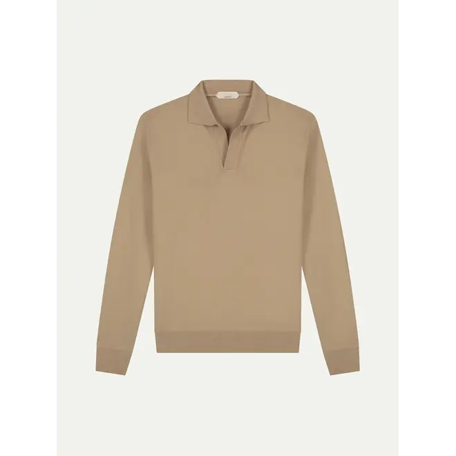 Polo Extrafine Merino Buttonless Beige Aurélien