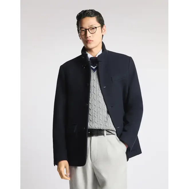 Veste en drap de laine chiné Blue Fay