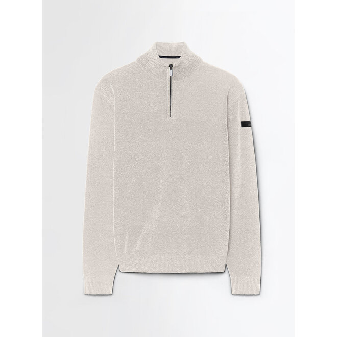 Velvet Half Zip Knit White Sand RRD