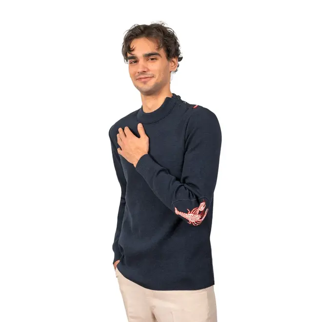 Pull Homard col rond Marine BERTHE
