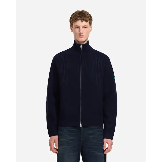 Badge Knit Cardigan Navy Flâneur