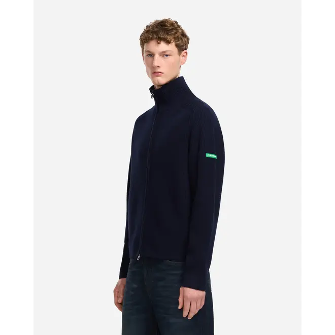 Badge Knit Cardigan Navy Flâneur