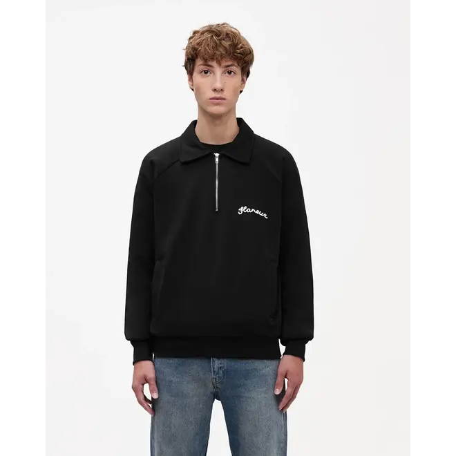 Signature Raglan Half Zip Black Flâneur