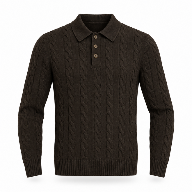 Pull Bouton Laine Cachemire Brun Barba Napoli