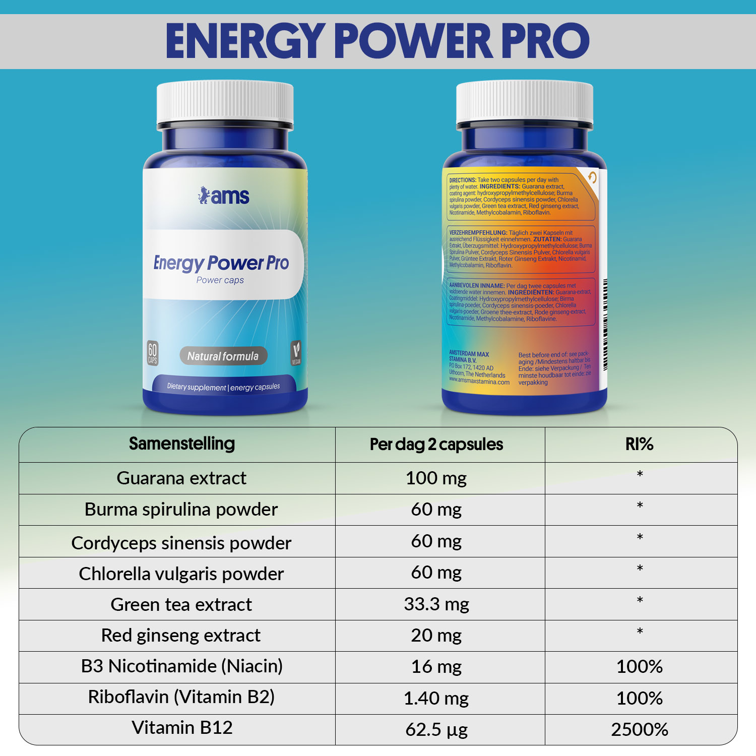 Energy Power Pro | Energie & Focus Booster | 60 Vegan Caps