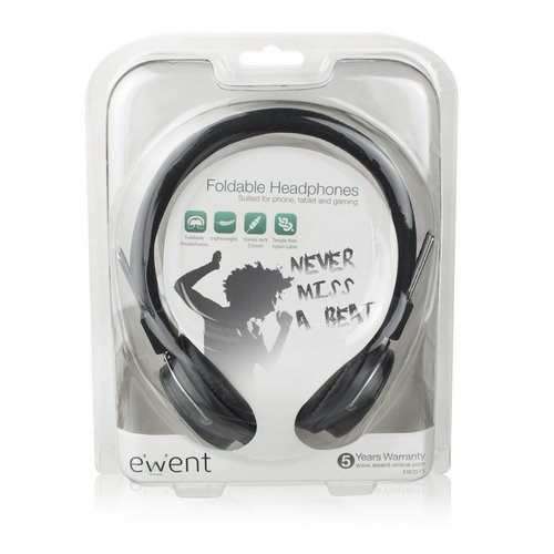 Ewent EW3573 hoofdtelefoon/headset Hoofdtelefoons Hoofdband 3,5mm-connector Zwart
