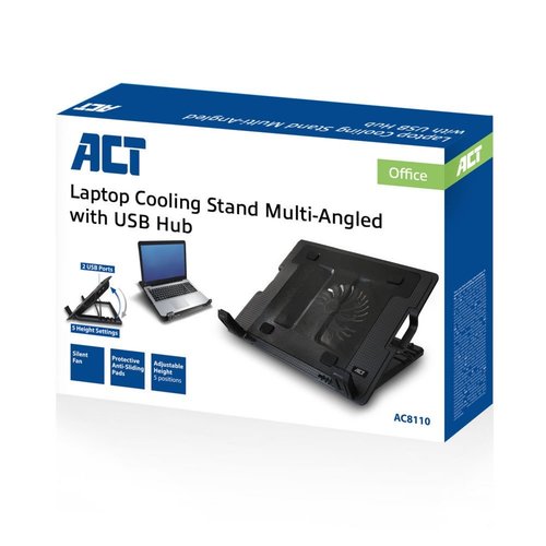 ACT AC8110 notebook cooling pad 43,9 cm (17.3") 1000 RPM Zwart