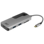 ACT AC7021 USB-C naar HDMI female adapter met PD Pass-Through, 4K, USB-A , USB-C port, kaartlezer