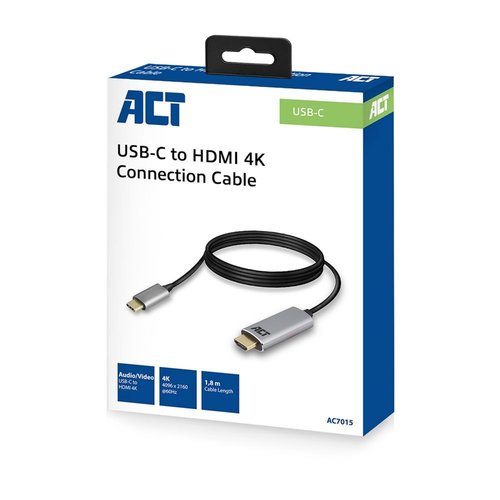 ACT AC7015 USB-C naar HDMI kabel 1,8 meter