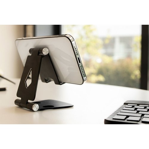 Mobiparts Phone Stand Holder Metal maat M - Zwart