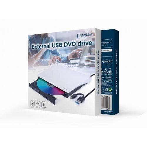 Gembird DVD-USB-03-BW optisch schijfstation DVD±RW Zwart, Wit