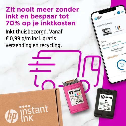 Hewlett Packard HP OfficeJet Pro 9022e All-in-One-printer, Printen, kopiëren, scannen, faxen, Automatische invoer voor 35 vellen; Printen via USB-poort aan voorzijde;