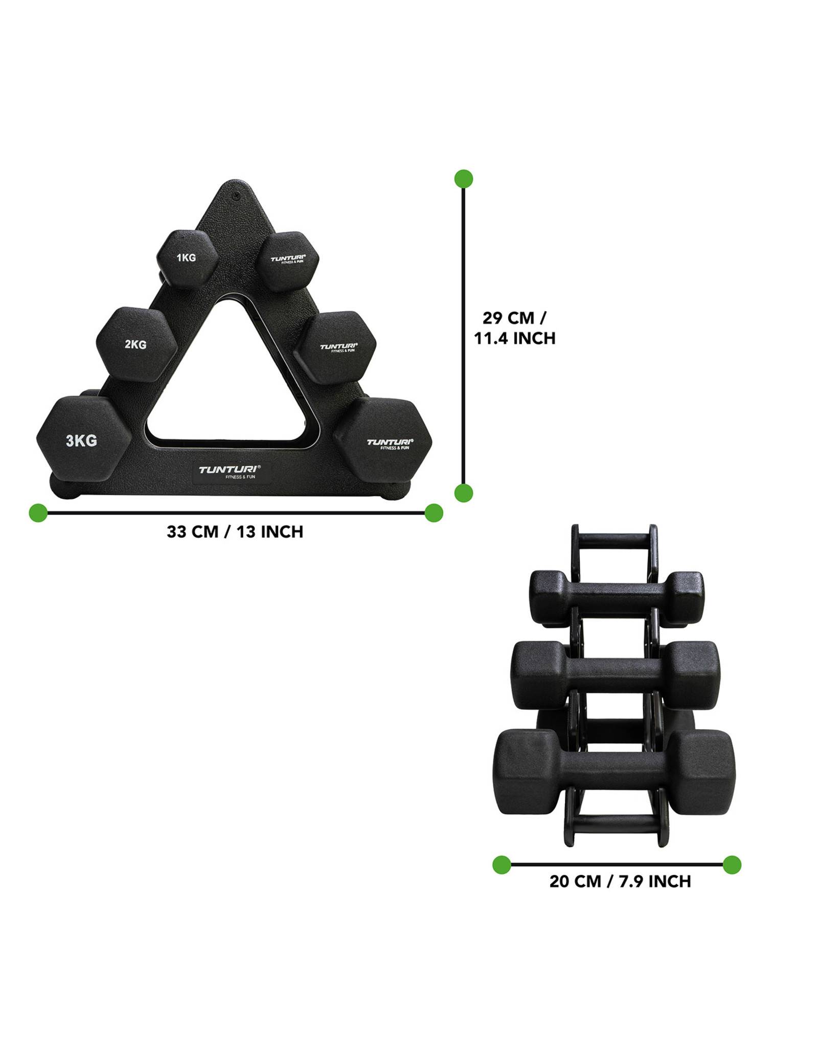 Tunturi Tunturi Neoprene Dumbellset 3Prs+Stand