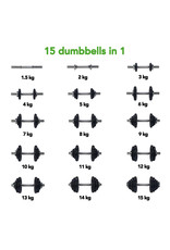 Tunturi Tunturi Dumbbellset 15kg, with 1 Bar Screw