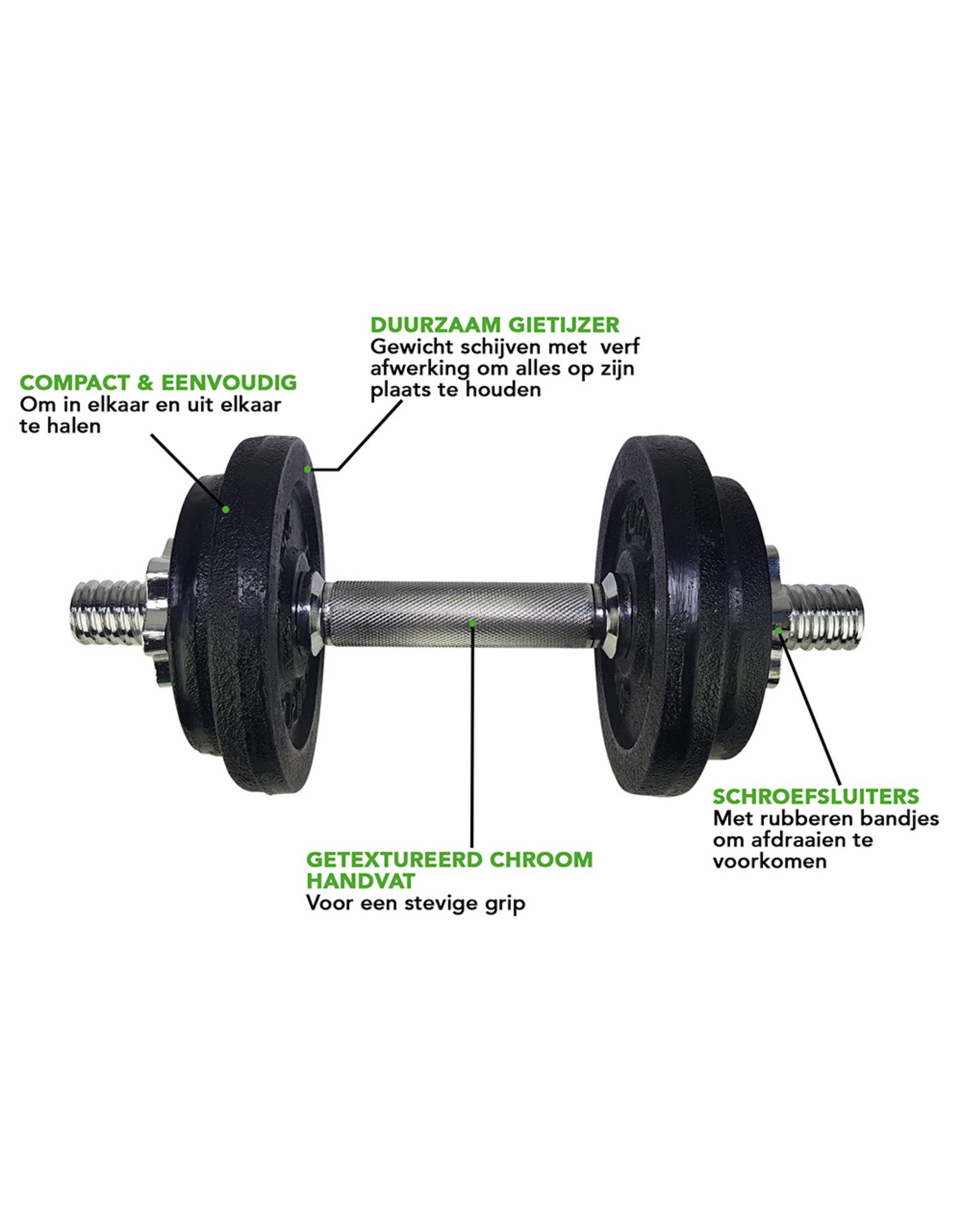 Tunturi Tunturi Dumbbellset 10kg, with 1 Bar Screw