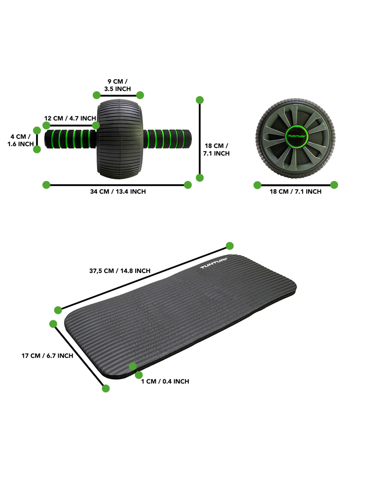 Tunturi Tunturi Exercise Wheel Deluxe With NBR Knee Pad