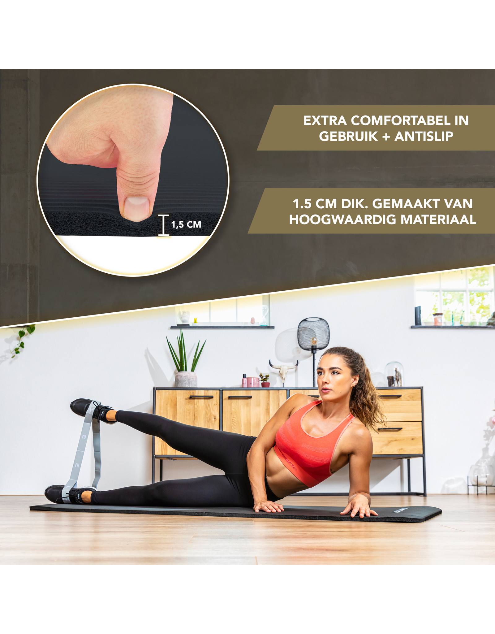 Tunturi NBR Non Slip Yoga Fitness Mat – Soft Sports Training Pad for Work out, Gymnastics  (Black)