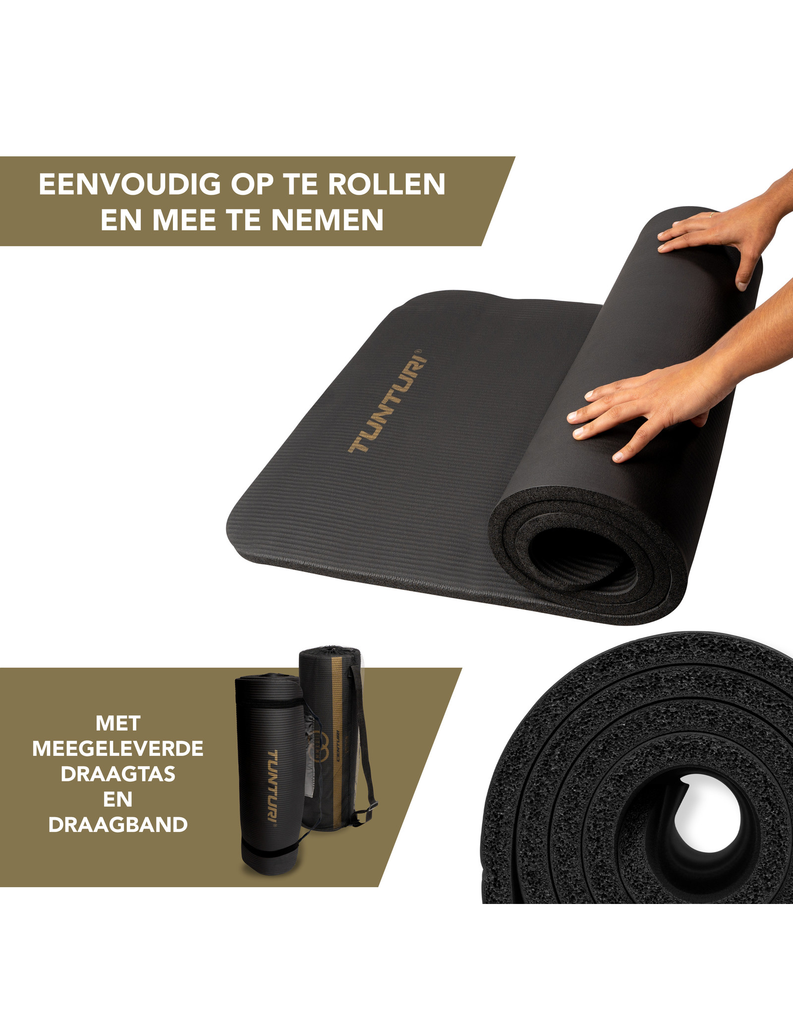 Tunturi NBR Non Slip Yoga Fitness Mat – Soft Sports Training Pad for Work out, Gymnastics  (Black)