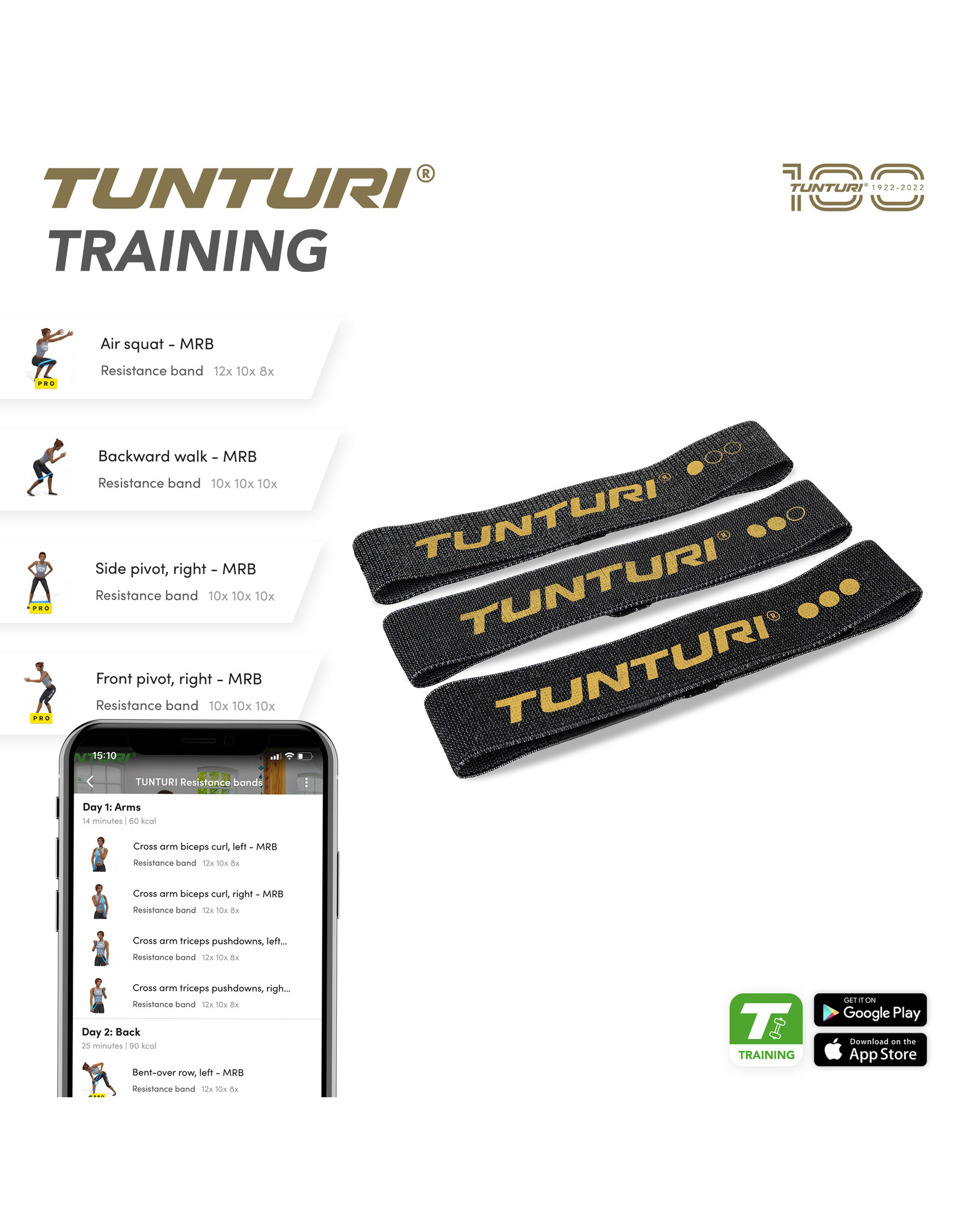 Tunturi Tunturi Textile Resistance Band set - 3 Pieces
