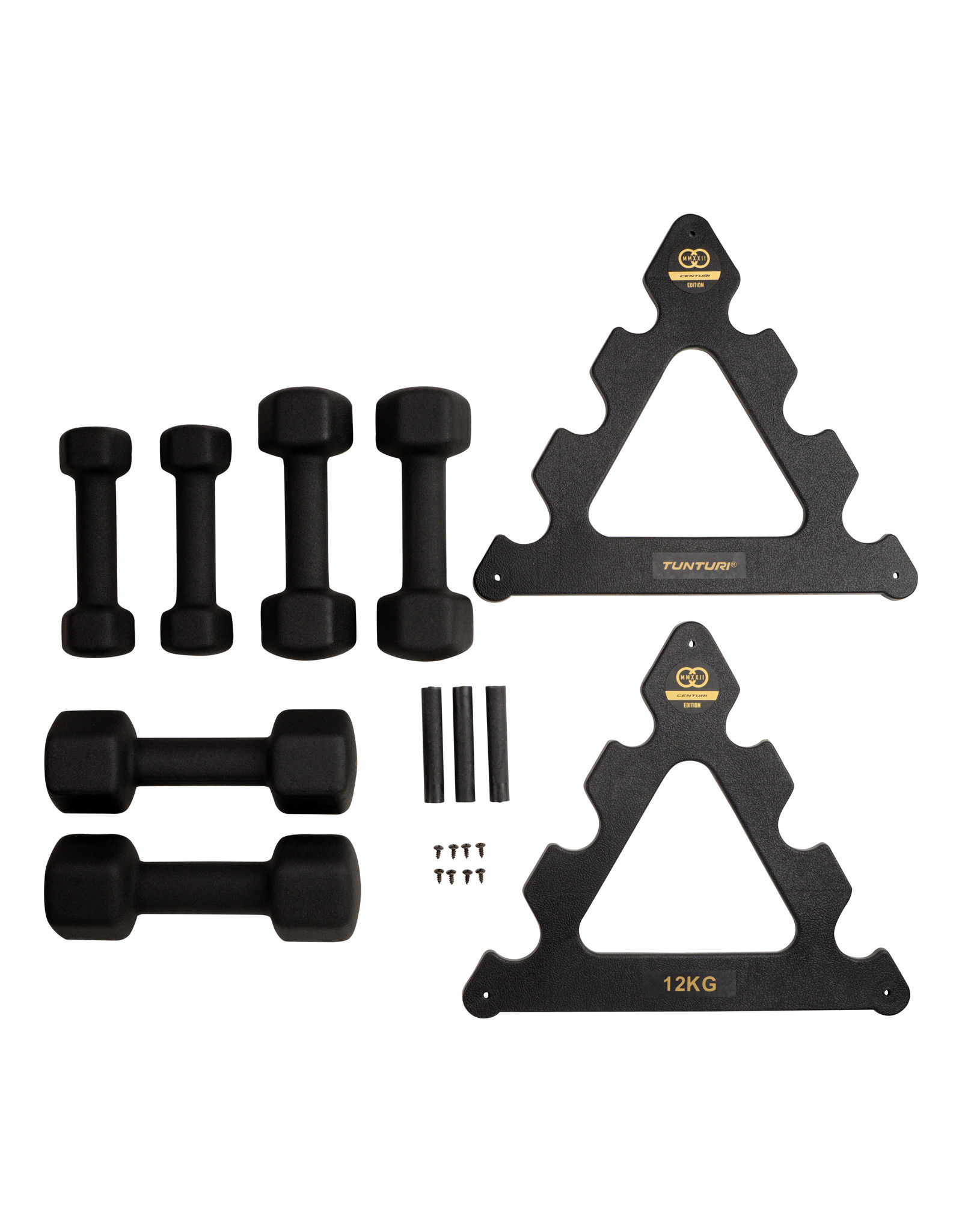 Tunturi Neoprene Dumbbell set 3 pairs + stand