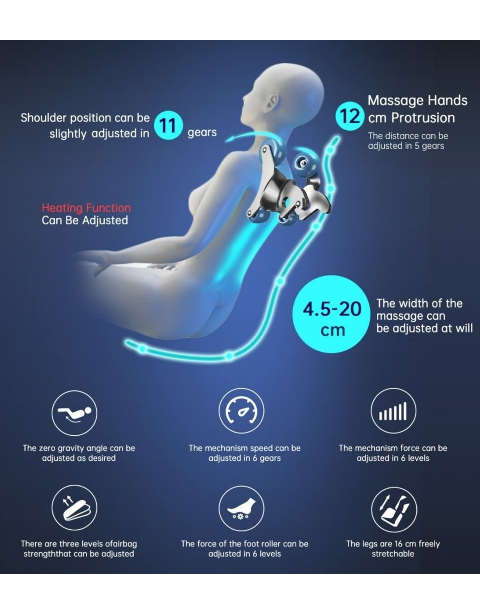 NRG fitness NRG Wellness Massagestoel Ultima 3D Zwart