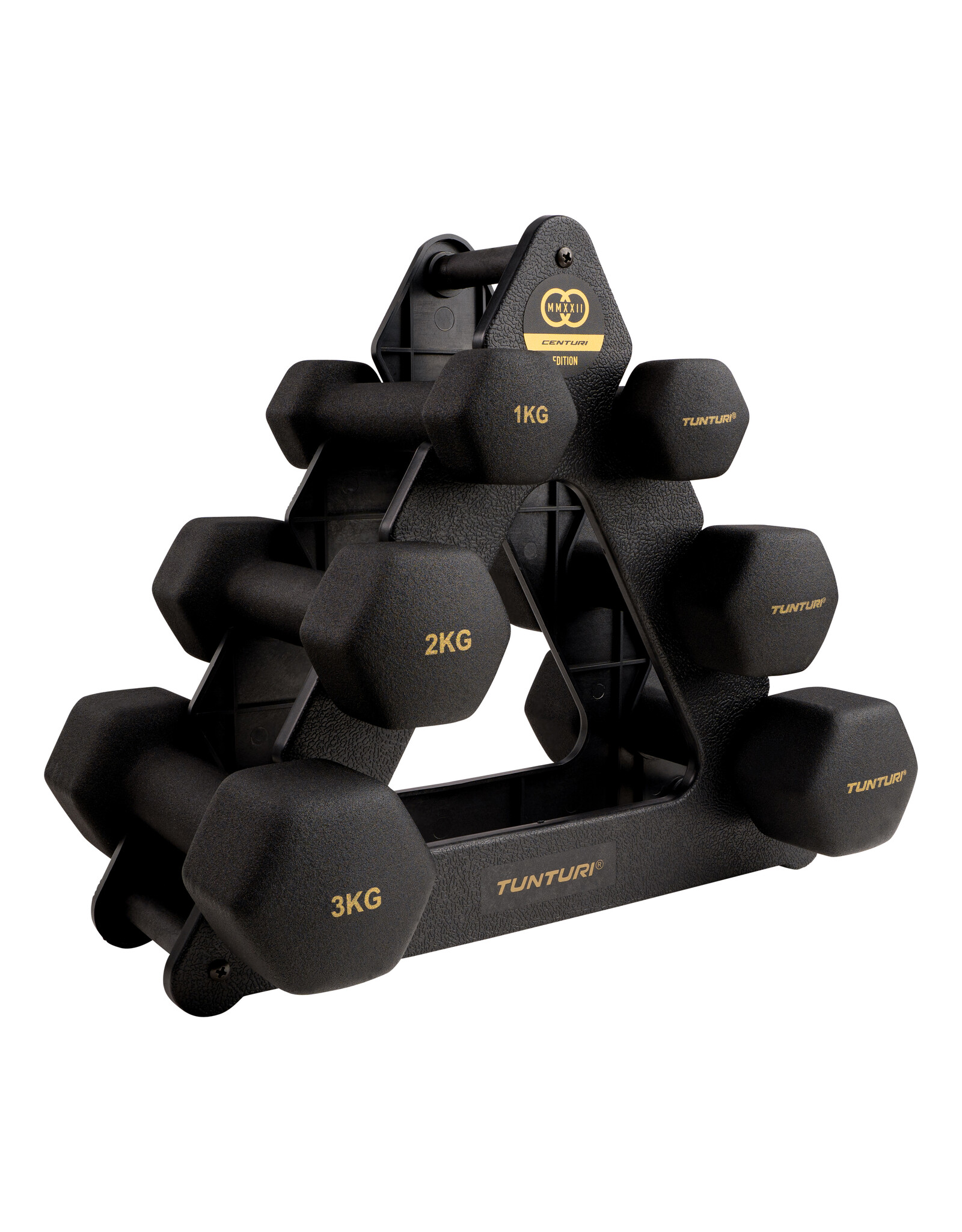 Tunturi Neoprene Dumbbell set 3 pairs + stand