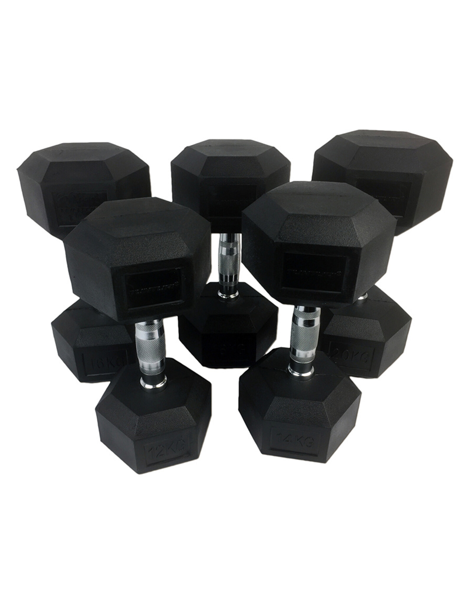 Tunturi Tunturi Rubber Dumbbells Set 12-20 kg (5 pairs, 160kg)