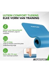 Tunturi Tunturi NBR Yogamat met Draagtas | Fitness mat Extra dik & zacht | Sportmat | Anti slip | 180x60x1.5cm | Incl Trainingsapp | Petrol Blauw