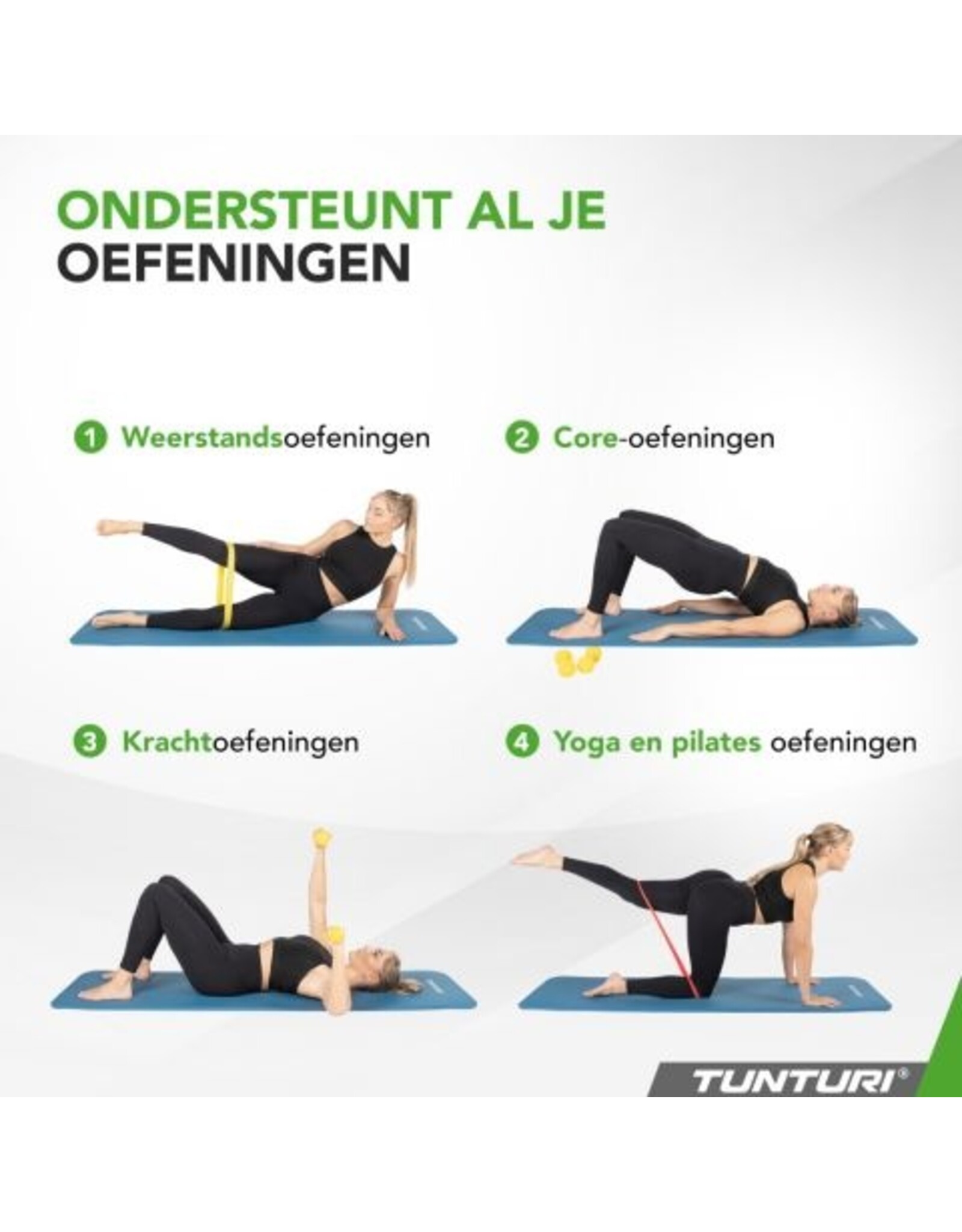 Tunturi Tunturi NBR Yogamat met Draagtas | Fitness mat Extra dik & zacht | Sportmat | Anti slip | 180x60x1.5cm | Incl Trainingsapp | Petrol Blauw