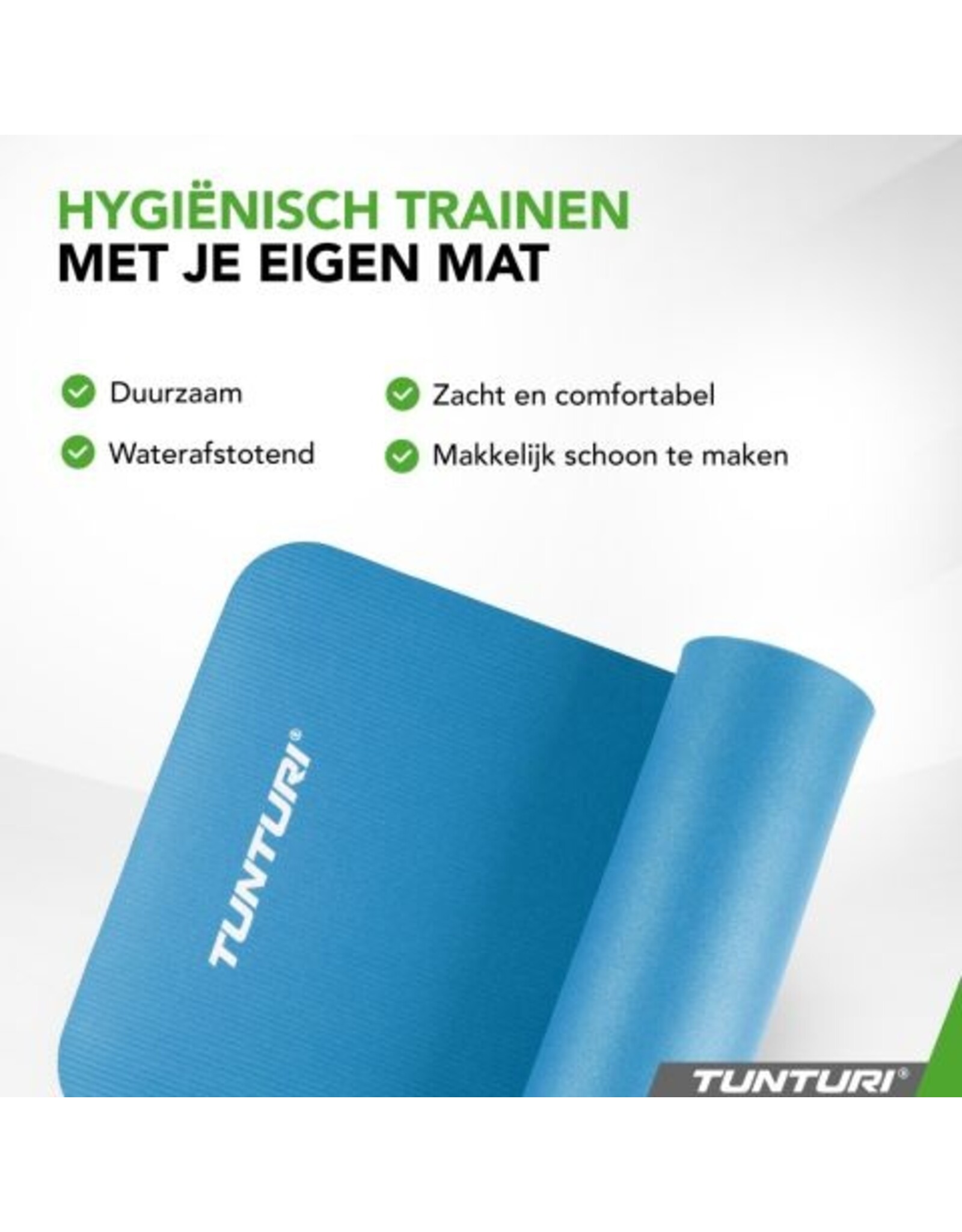 Tunturi Tunturi NBR Yogamat met Draagtas | Fitness mat Extra dik & zacht | Sportmat | Anti slip | 180x60x1.5cm | Incl Trainingsapp | Petrol Blauw