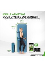 Tunturi Tunturi NBR Yogamat met Draagtas | Fitness mat Extra dik & zacht | Sportmat | Anti slip | 180x60x1.5cm | Incl Trainingsapp | Petrol Blauw