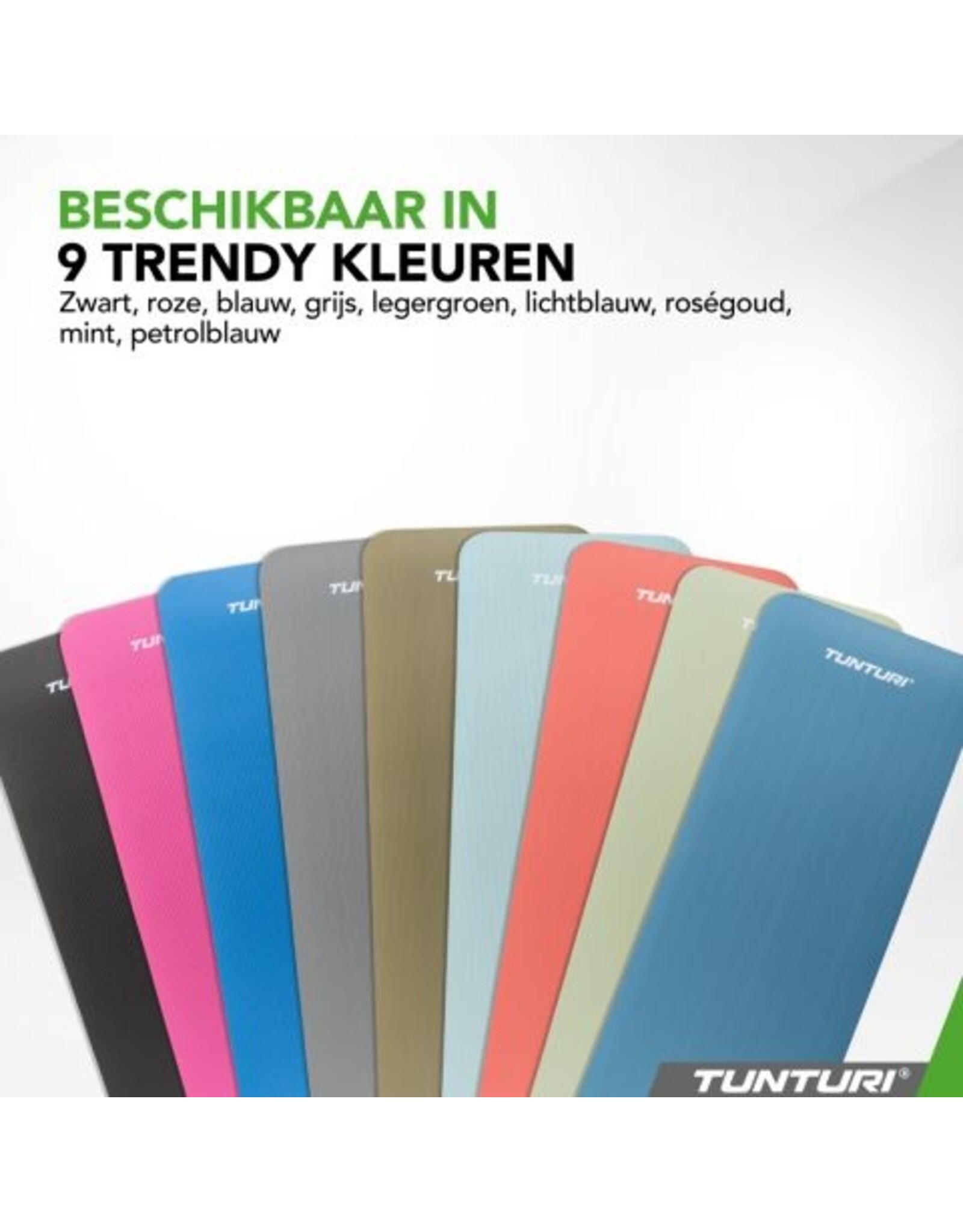 Tunturi Tunturi NBR Yogamat met Draagtas | Fitness mat Extra dik & zacht | Sportmat | Anti slip | 180x60x1.5cm | Incl Trainingsapp | Petrol Blauw