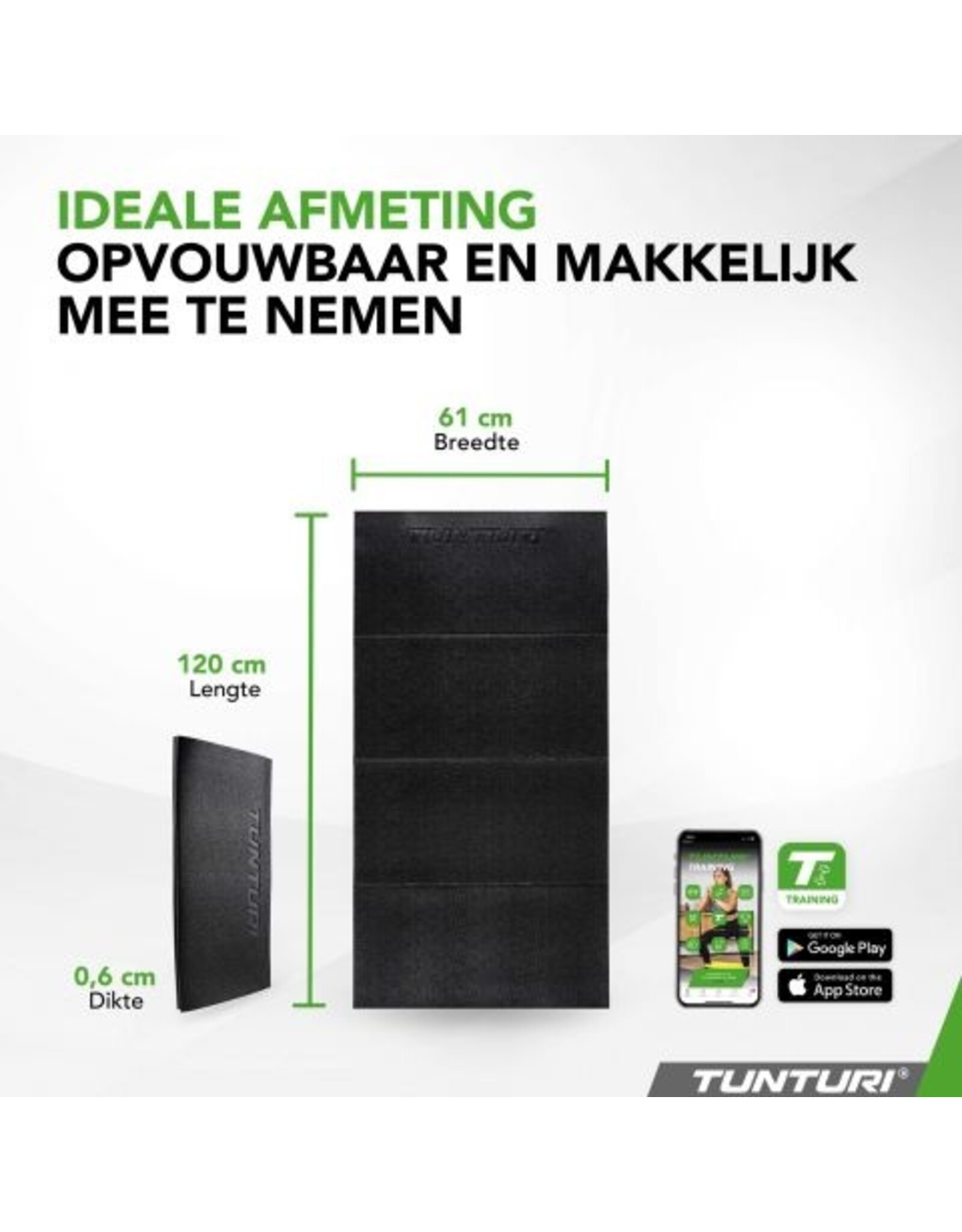 Tunturi Tunturi Outdoor Fitnessmat l zwart l 120 x 61 x 0.6 cm