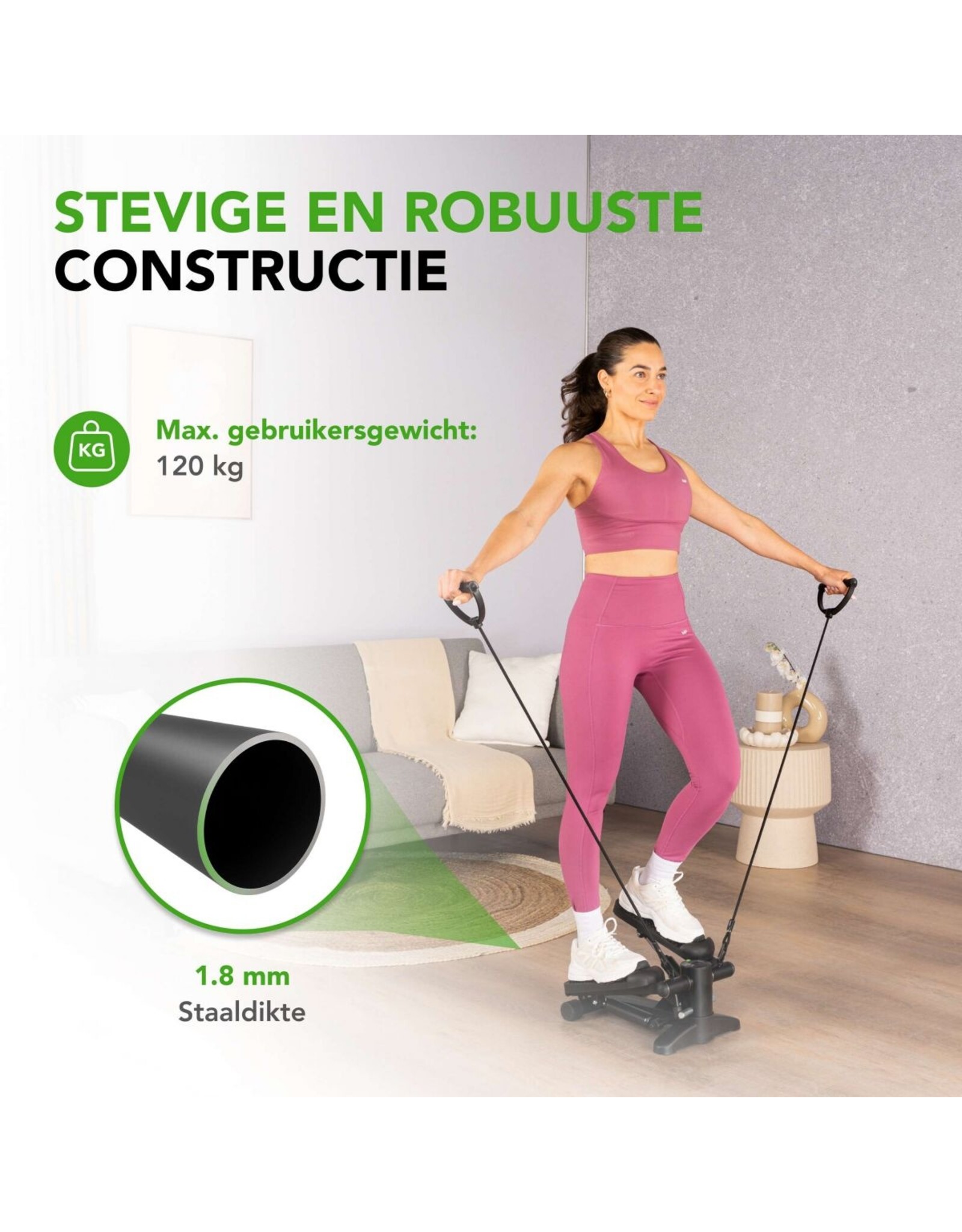 Tunturi Tunturi Stepper - Stepper Fitness - Traploper - Aerobic Step - Fitness - Incl display en Weerstandsbanden - Zwart