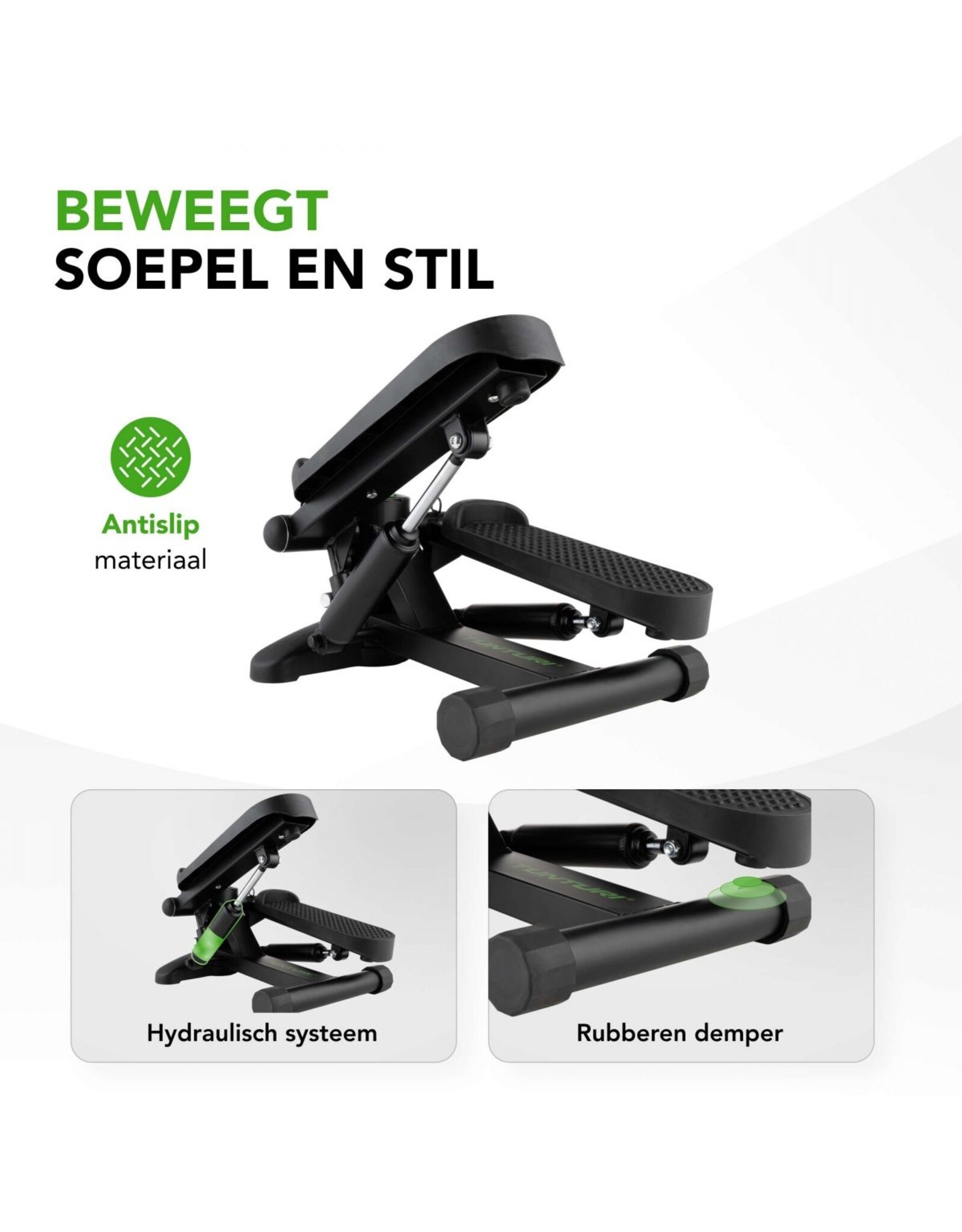 Tunturi Tunturi Stepper - Stepper Fitness - Traploper - Aerobic Step - Fitness - Incl display en Weerstandsbanden - Zwart