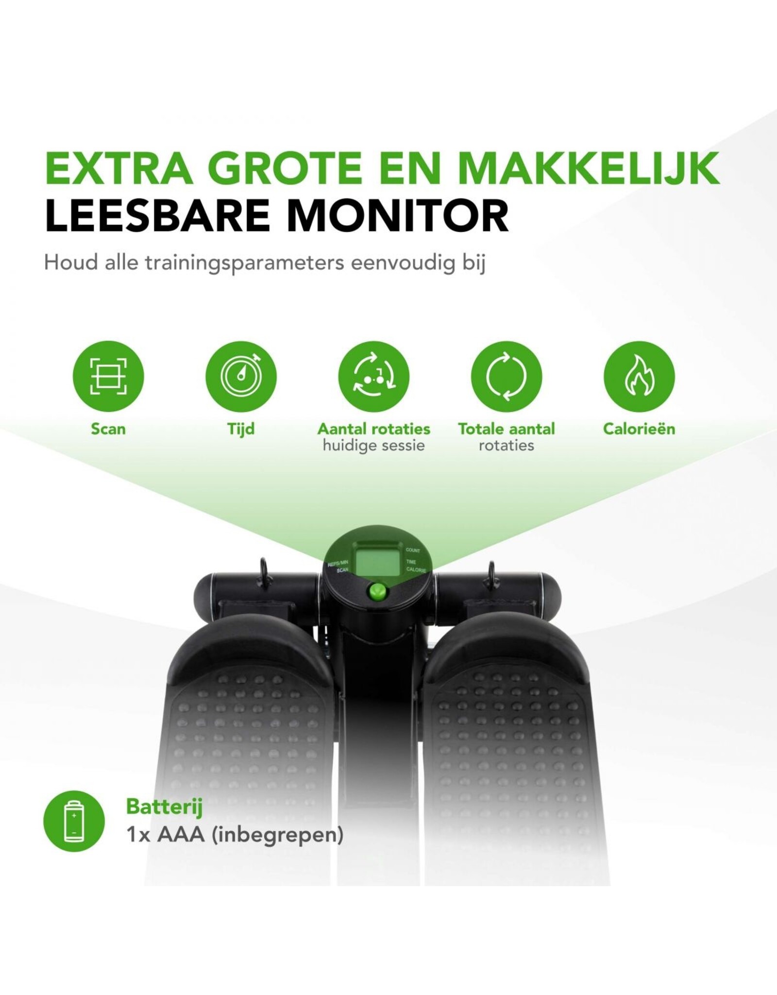 Tunturi Tunturi Stepper - Stepper Fitness - Traploper - Aerobic Step - Fitness - Incl display en Weerstandsbanden - Zwart