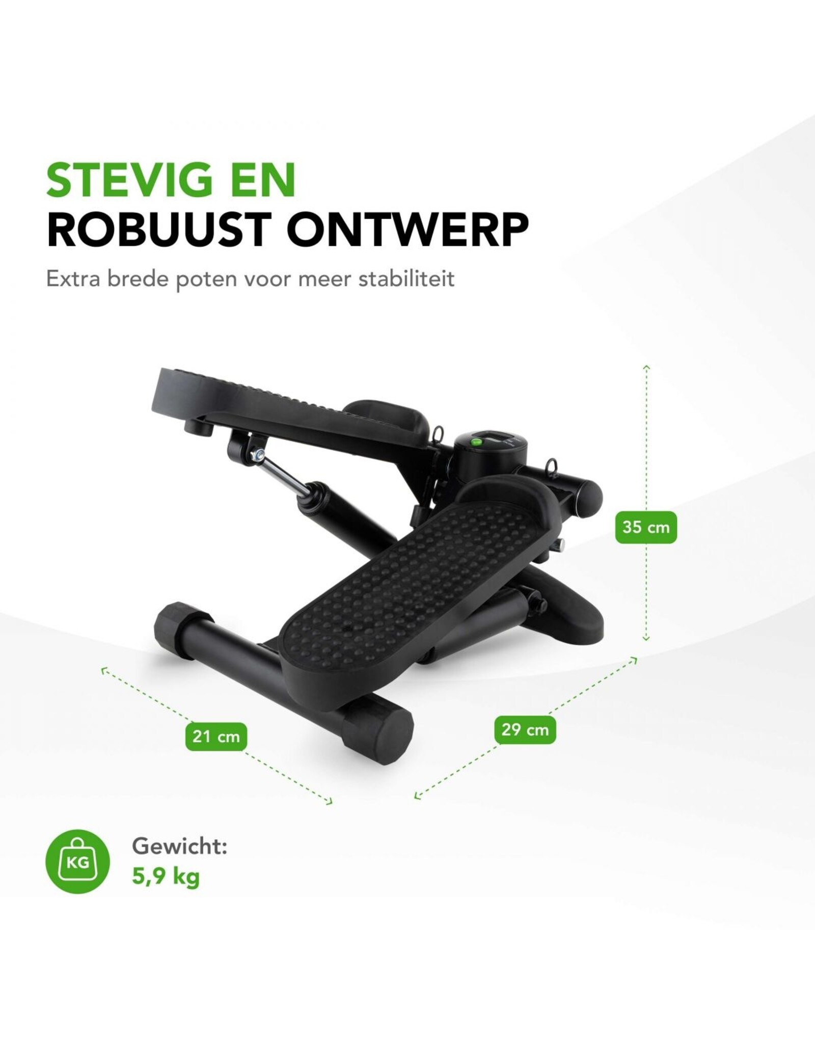 Tunturi Tunturi Stepper - Stepper Fitness - Traploper - Aerobic Step - Fitness - Incl display en Weerstandsbanden - Zwart
