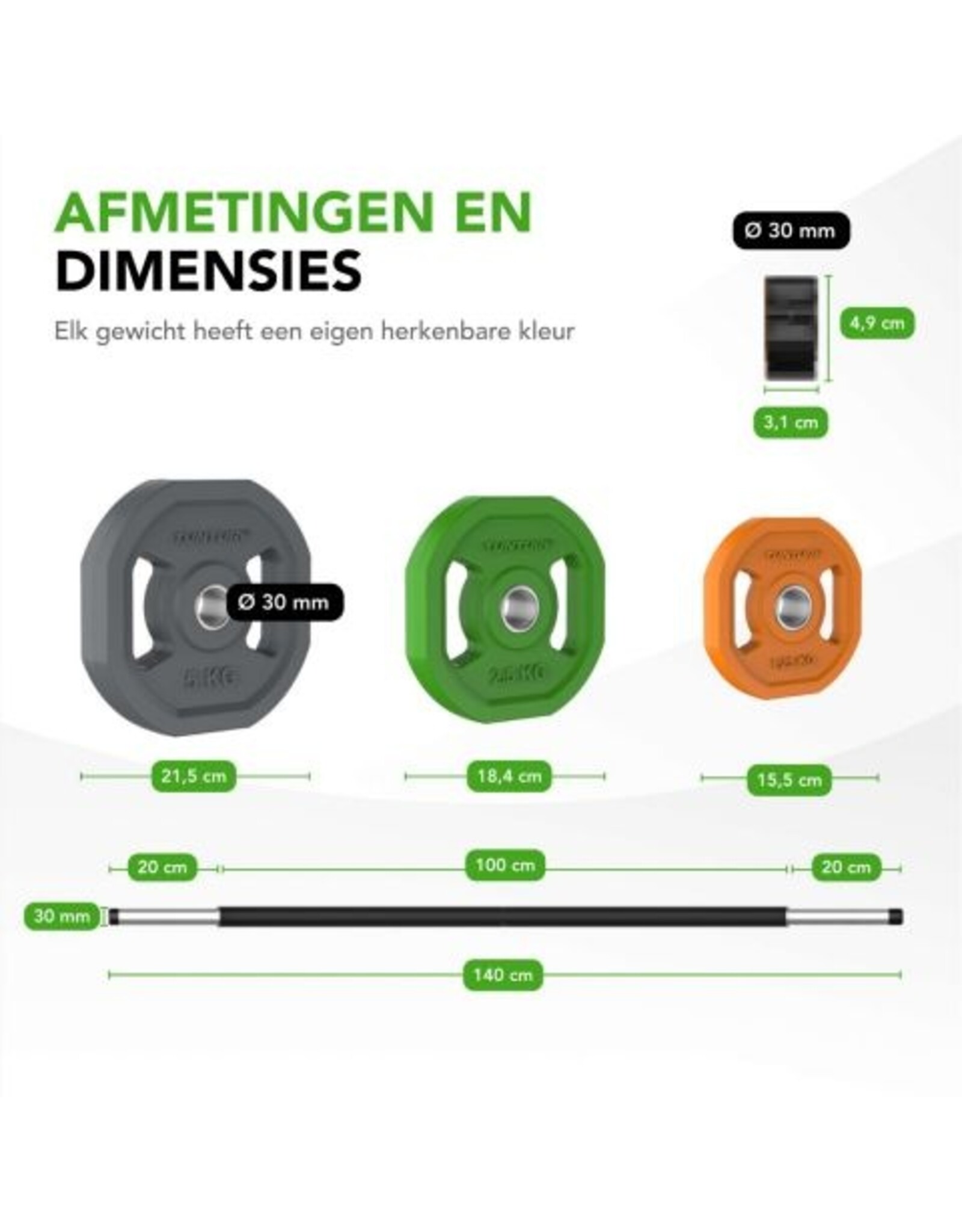 Tunturi Tunturi Aerobic Pump Set 20kg - Halterset met 6 schijven - Incl. halterstang - Met rubberen beschermlaag